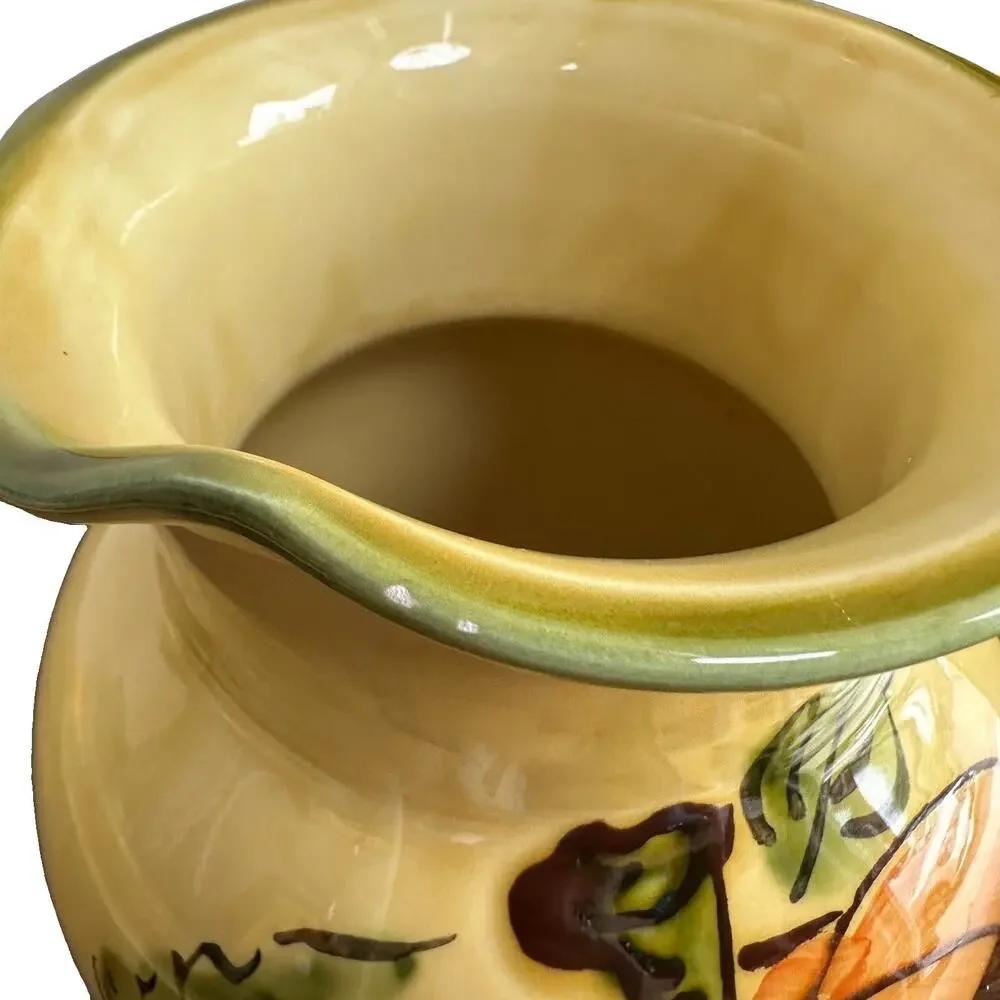 Williams Sonoma Fall Harvest Pumpkin Large Ceramic Pitcher Hand Painted Italy